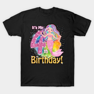 Kids 4 Year Old (It'S My 4Th Birthday) Mermaid Outfit T-Shirt